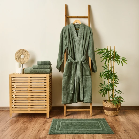 Soft Premium Unisex Bornoz - Haki - L / XL ürün görseli 1