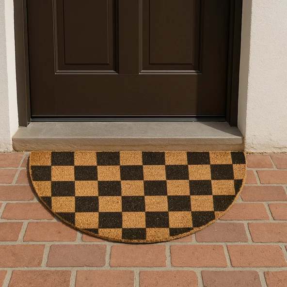 Home Koko Plaid Yarım Ay Kapı Önü Paspası - Renkli - 45x75 cm ürün görseli 1