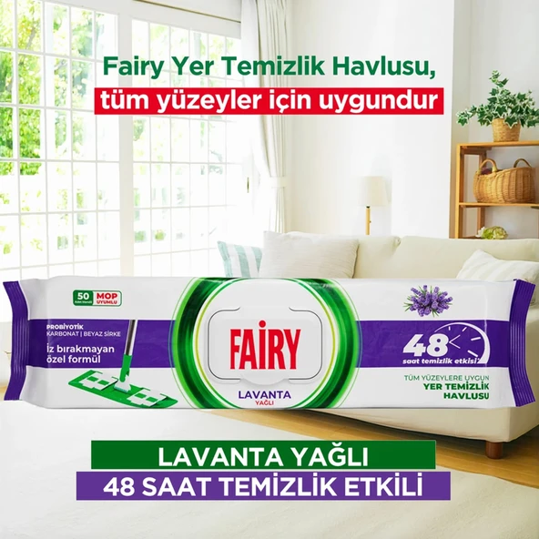 50'li Mop Uyumlu Yer Temizlik Havlusu - Lavanta Yağı ürün görseli 1