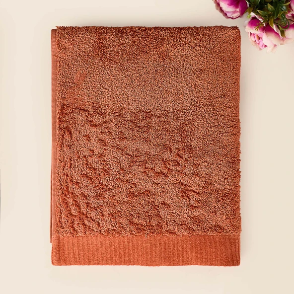 Soft Linen Yüz Havlusu - Kiremit - 50x90 cm ürün görseli 1