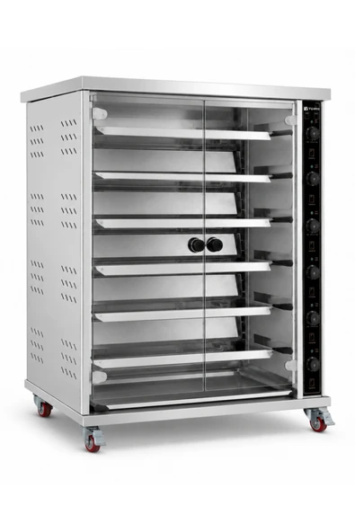 Vosco 6 Şişli Elektrikli Piliç Çevirme Fırını - 30 Tavuk Kapasiteli Profesyonel Rotisserie Fırın ürün görseli 1