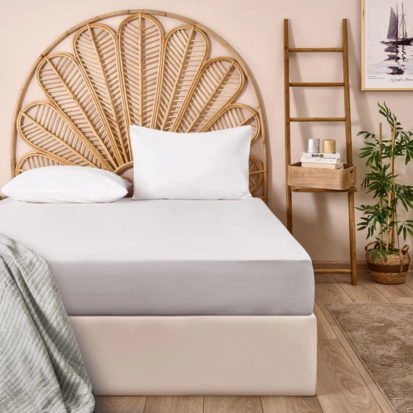 Soft Çift Kişilik Düz Kenar Çarşaf - Gri - 260x270 cm ürün görseli 1