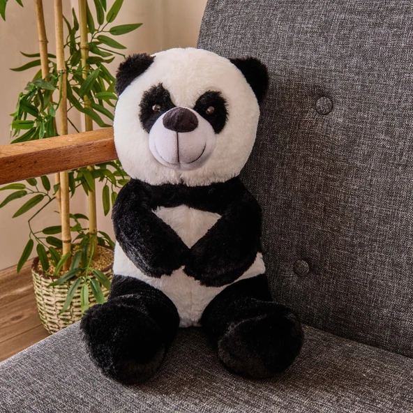 Soft Panda Figürlü Yastık - Siyah / Beyaz - 35 cm - Resim 2