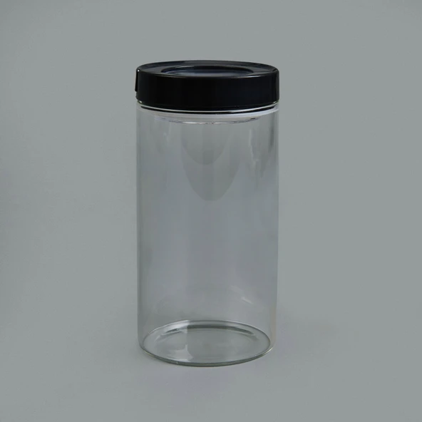 Vakumlu Cam Kavanoz - Şeffaf / Siyah - 600 ml ürün görseli 1