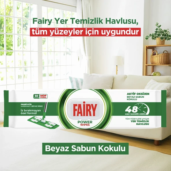 50'li Mop Uyumlu Yer Temizlik Havlusu - Beyaz Sabun ürün görseli 1