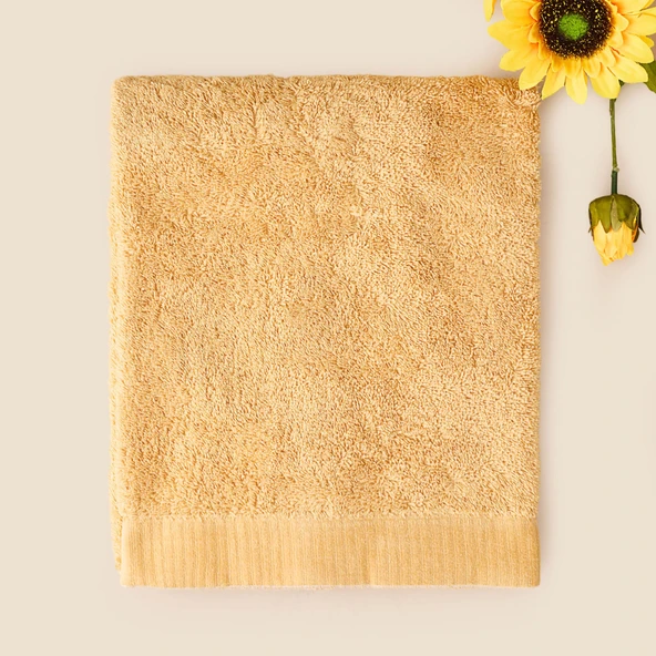Soft Linen Yüz Havlusu - Hardal - 50x90 cm ürün görseli 1