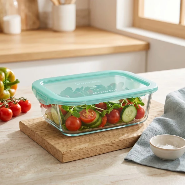 Keep'n Box Active Kilitli Kapak Saklama Kabı - Şeffaf / Turkuaz - 820 ml ürün görseli 1