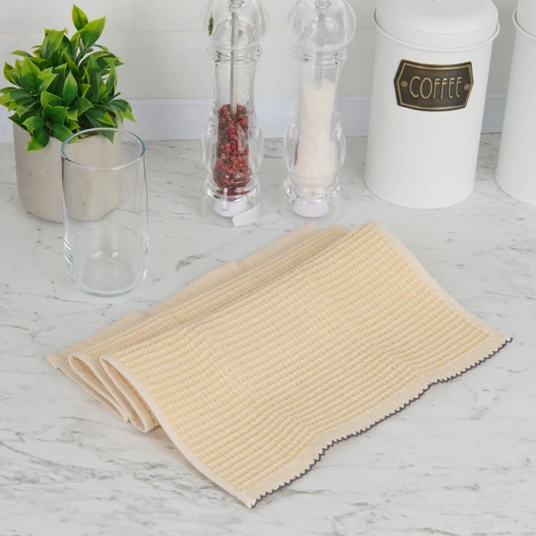 Soft Waffle Mutfak Havlusu - Sarı - 30x50 cm ürün görseli 1
