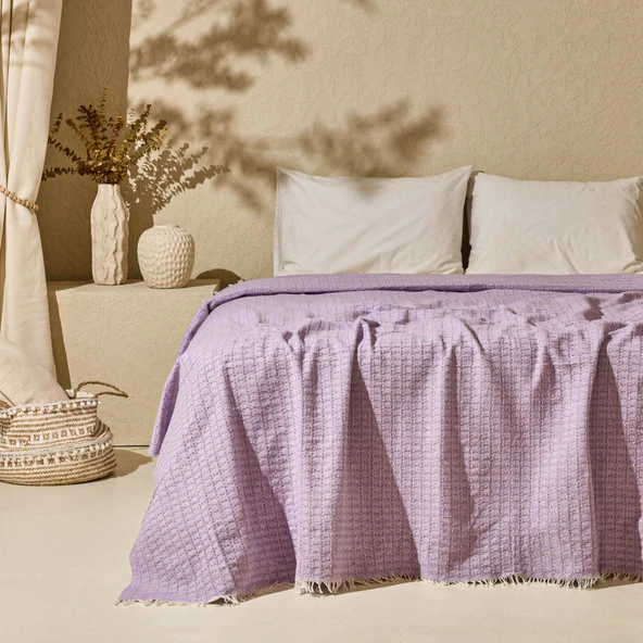 Soft Milva Çift Kişilik Çok Amaçlı Örtü - Lila - 200x230 cm ürün görseli 1