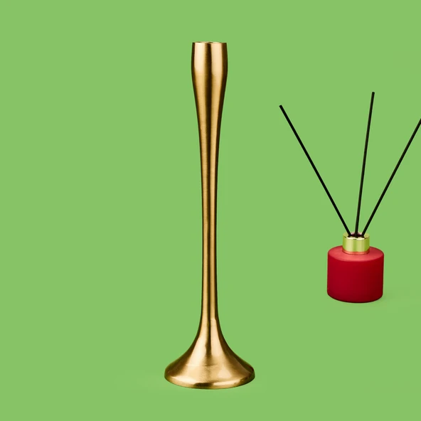 Golden Star Şamdan - Sarı - 31 cm - Resim 3