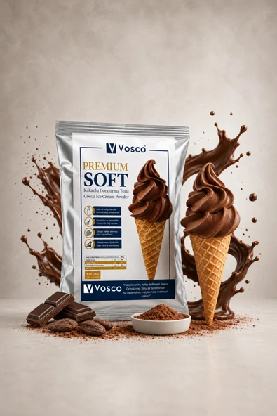 Vosco Premium Soft Kakaolu Dondurma Tozu - Soft Dondurma Karışımı 750 g ürün görseli 1