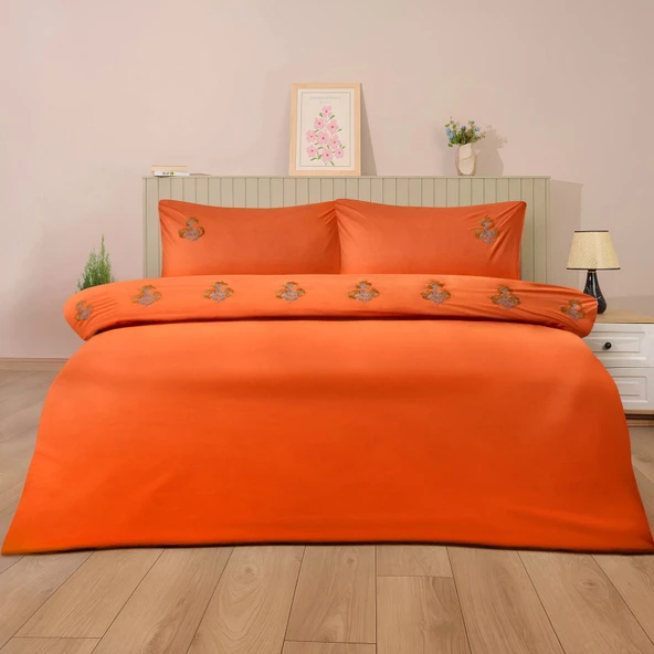 Soft Liora Çift Kişilik Nevresim Takımı - Kiremit ürün görseli 1
