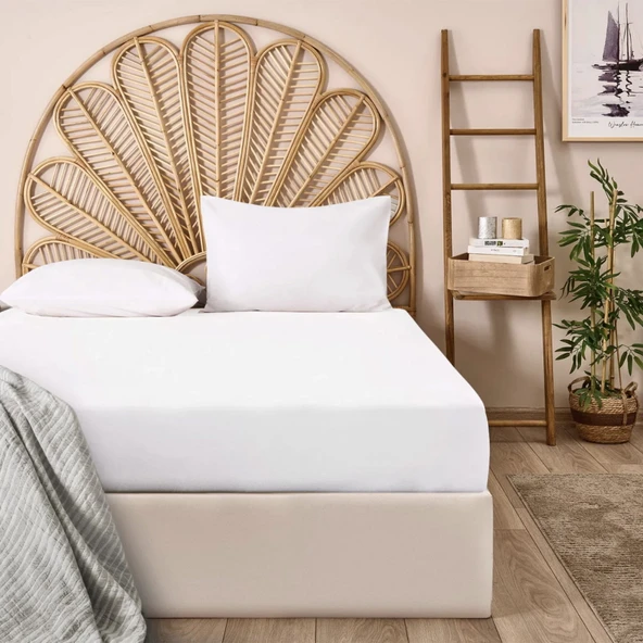 Soft Basic Çift Kişilik Lastikli Çarşaf - Beyaz - 160x200 cm ürün görseli 1