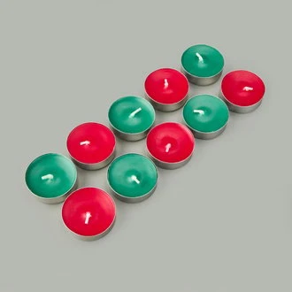 10'lu Tealight Mum - Kırmızı / Yeşil - 3,8 cm ürün görseli 1
