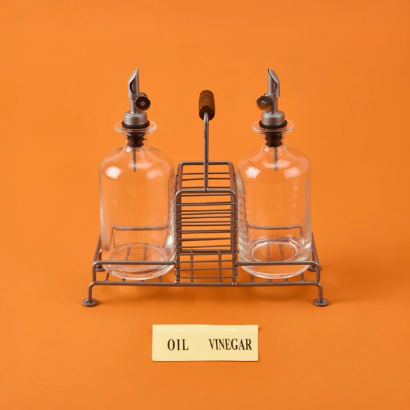 Julia Metal 2'li Cam Yağlık - Şeffaf / Gri - 200 ml ürün görseli 1