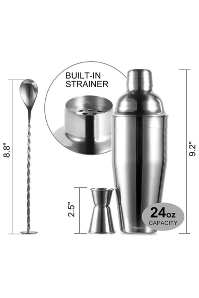 Vosco Kokteyl Shaker Seti 3 Parça - Resim 4
