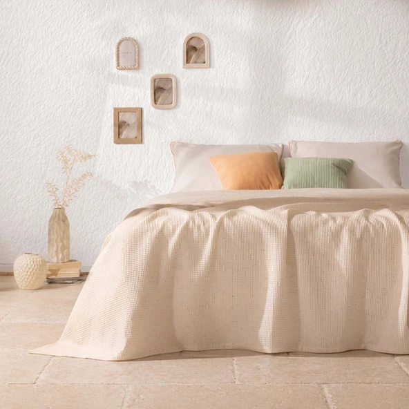 Soft Nova Tek Kişilik Pike - Ekru - 160x220 cm ürün görseli 1