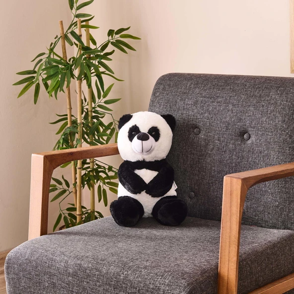 Soft Panda Figürlü Yastık - Siyah / Beyaz - 35 cm ürün görseli 1