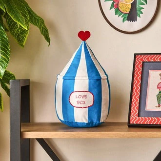 Soft Lovebox Figürlü Yastık - Beyaz / Mavi - 20x37 cm ürün görseli 1