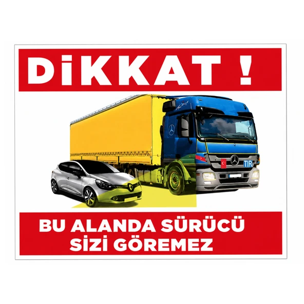 Kör Nokta Uyarı Stickerı Bu Alanda Sürücü Sizi Göremez İkaz Levhası Oto Kamyon Tır Etiketi ürün görseli 1