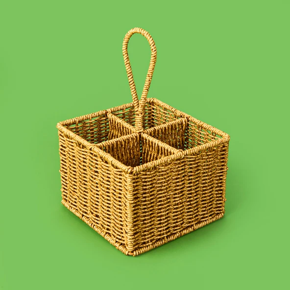 Hasır Dik Kaşıklık - Açık Kahverengi - 29x19x19 cm ürün görseli 1