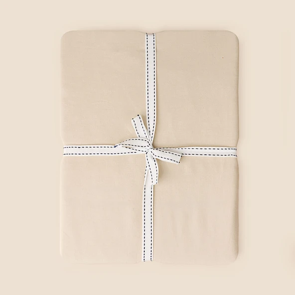 Soft Basic Çift Kişilik Düz Kenar Saten Çarşaf - Bej - 240x260 cm ürün görseli 1
