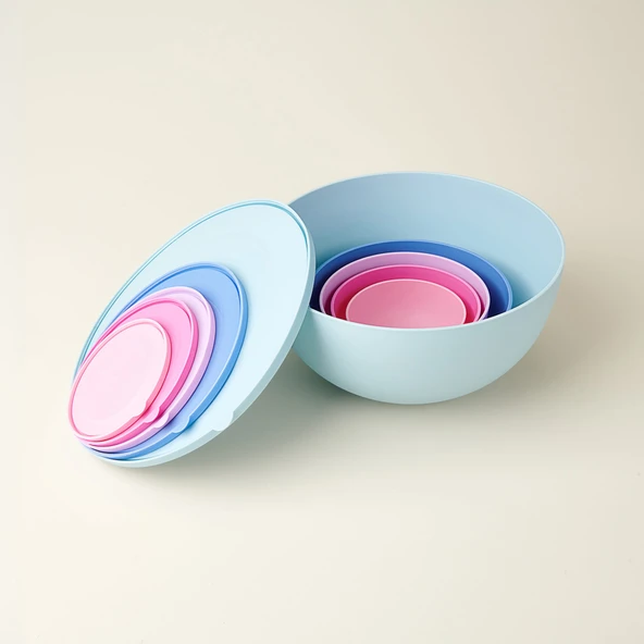 5'li Bowl Saklama Kabı - Renkli - Resim 3