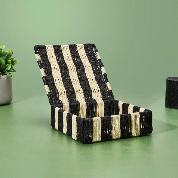 Deco Varese Dekoratif Kutu - Siyah / Krem - 18x18x5 cm ürün görseli 1