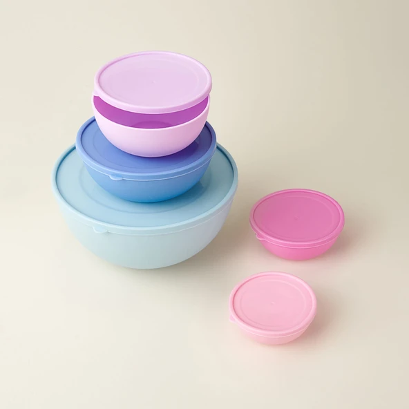 5'li Bowl Saklama Kabı - Renkli - Resim 2