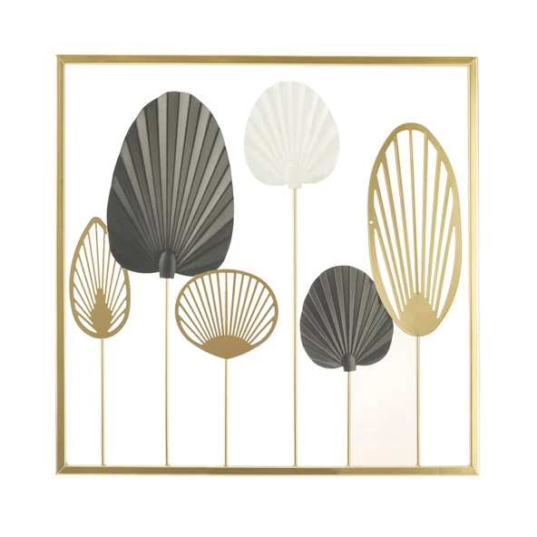 Deco Yelpaze Metal Tablo - Altın / Siyah - 45 cm ürün görseli 1