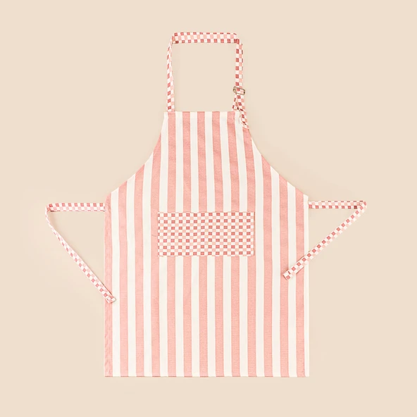 Soft Riga Mutfak Önlüğü - Pembe / Ekru - 54x78 cm ürün görseli 1