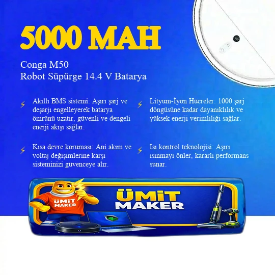 Conga M50 Robot Süpürge 5000 mAh Batarya - Resim 3