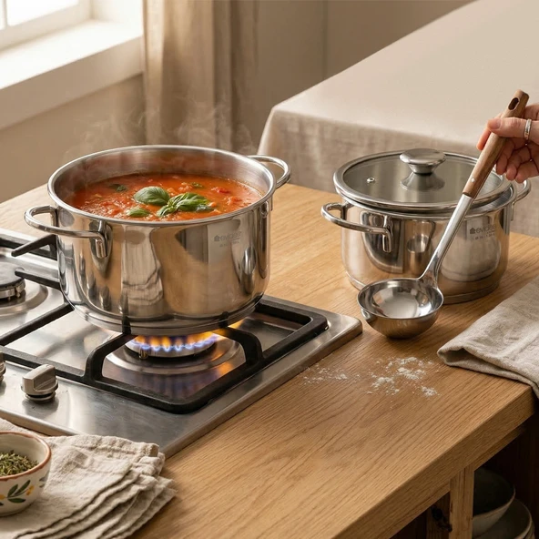 Kitchen Pure Steel 6 Parça Çelik Tencere Seti ürün görseli 1