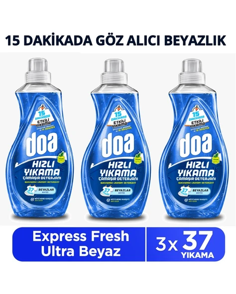 Doa Express Hızlı Yıkama Ultra Beyaz Sıvı Çamaşır Deterjanı 1480 ML x 3 Adet ürün görseli 1