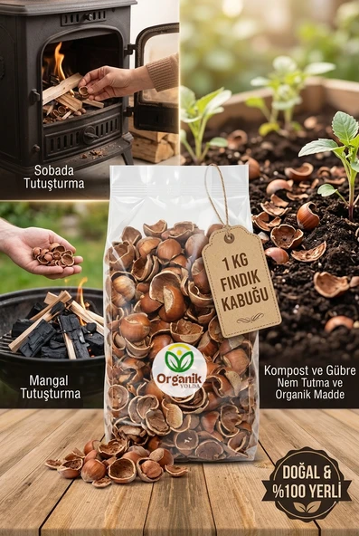 1 KG Doğal Fındık Kabuğu  Mangal ve Soba Tutuşturucu, Organik Kompost ve Bahçe Malçlama İçin Yerli Fındık Kabuğu ürün görseli 1