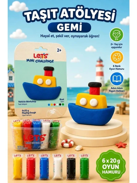 LETS OYUN HAMURU TASIT ATOLYESI GEMI 6x20g 1042 ürün görseli 1