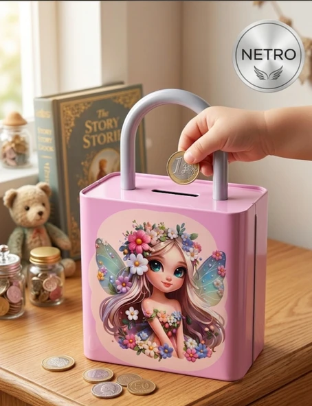 KİLİT Şeklinde Dev Boy Kumbara 26x17 Cm Hediyelik Metal Kumbara KAPAKLI kolay açılabilir model pembe renk ürün görseli 1