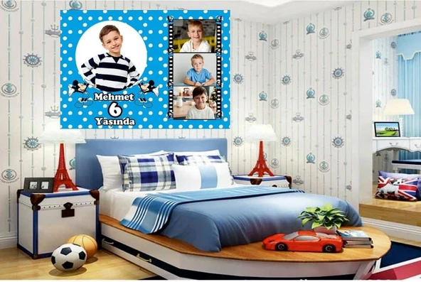 Mickey Mouse Temalı Doğum Günü Afişi 70x100 Cm Branda Afiş ürün görseli 1