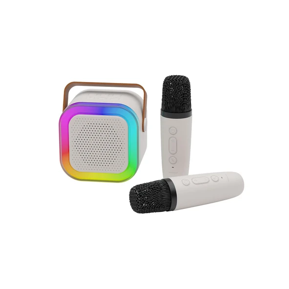 Polosmart FS89 Kablosuz RGB Led Aydınlatmalı Bluetooth 5.4 2 Mikrofonlu Karaoke Set Beyaz ürün görseli 1