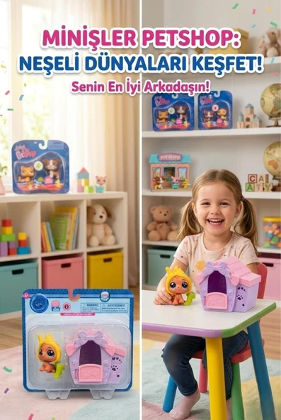 Pet Shop Minişler Dondurma Kostümlü Miniş Figür ve Kulübe Oyun Seti Seri 3 Işıklı Paket Oyuncak ürün görseli 1