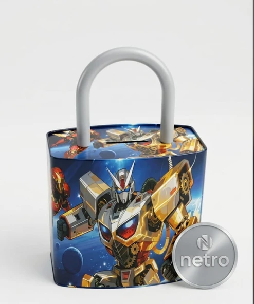 KİLİT Şeklinde Dev Boy Kumbara 26x17 Cm Hediyelik Metal Kumbara KAPAKLI kolay açılabilir model transformens ürün görseli 1