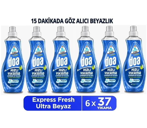 Doa Express Hızlı Yıkama Ultra Beyaz Sıvı Çamaşır Deterjanı 1480 ML x 6 Adet ürün görseli 1