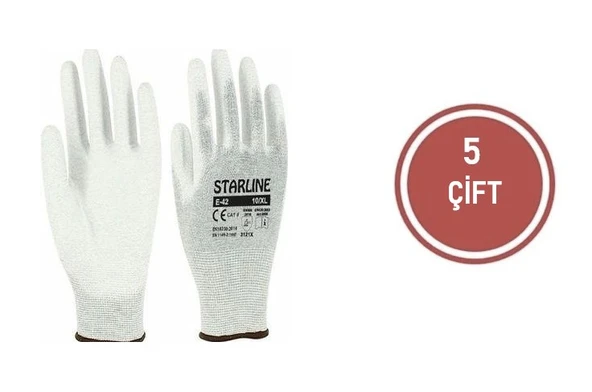 5 Çift Starline E-42 Antistatik Pu Eldiven Beden 8 Numara ürün görseli 1