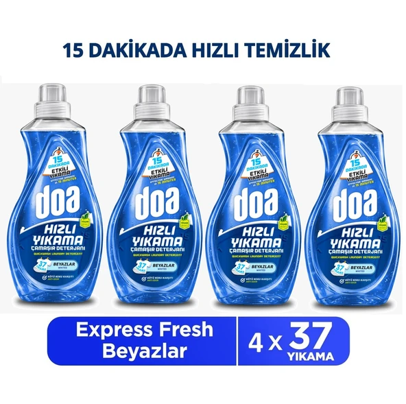 Doa Express Hızlı Yıkama Ultra Beyaz Sıvı Çamaşır Deterjanı 1480 ML x 4 Adet ürün görseli 1