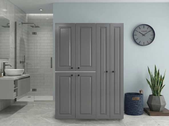 Kenzlife membran çamaşır kurutma makinesi dolabı yaromira sol gribyz çerçeve 180*120*64 mebran kapak MDF gövde ürün görseli 1