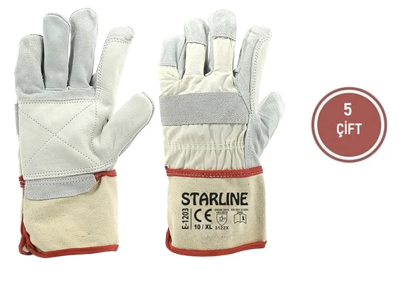5 Çift Deri Eldiven  Starline E-1203 3123X No:10 Xl ürün görseli 1
