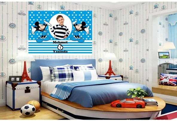 Mickey Mouse Temalı Doğum Günü Afişi 70x100 Cm Branda Afiş ürün görseli 1