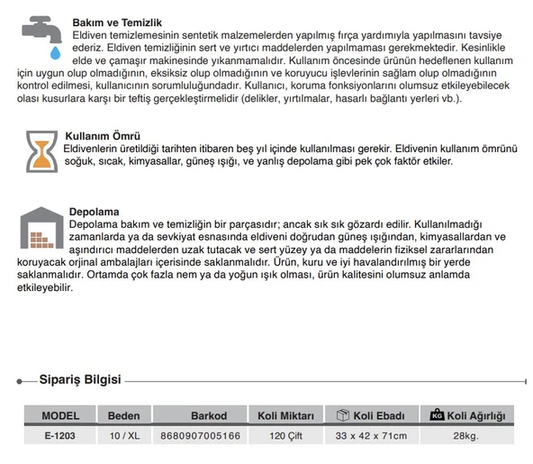 5 Çift Deri Eldiven  Starline E-1203 3123X No:10 Xl - Resim 5