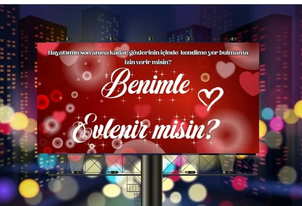 Evlilik Teklifi Pankart, Benimle Evlenir Misin Branda Afiş 150x75 cm ürün görseli 1