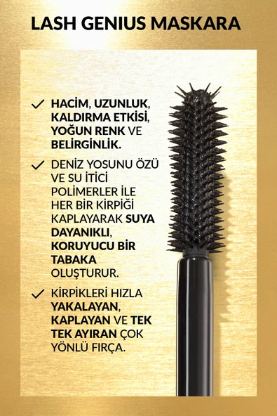 Lash Genius Suya Dayanıklı Maskara - Brown Black - Resim 4